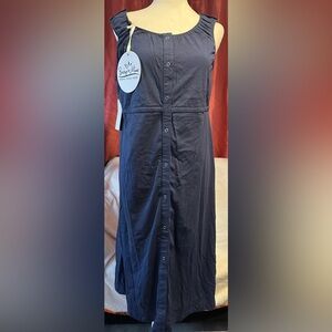 Baby Be Mine Navy Button-Front Sleeveless Dress